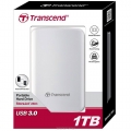 HDD Transcend  1 TB  2.5", USB 3.0,  D3 (SATA, анти-шок)  белый