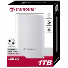 Внешний жесткий диск 1 TB HDD Transcend D3 (TS1TSJ25D3W) 2.5", USB 3.0, (SATA, анти-шок) белый