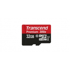Карта памяти MicroSD 32GB Transcend Class 10 UHS-I 300x +SD адаптер (TS32GUSDU1)