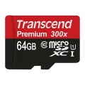 MicroSD 64GB Transcend Class 10 UHS-I + SD адаптер 300 х