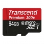 Карта памяти MicroSD 64GB Transcend Class 10 UHS-I + SD адаптер 300x