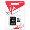 Карта памяти 64GB SmartBuy microSDXC Class 10 UHS-I U1 + SD адаптер