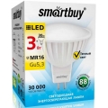 Лампа светодиодная SMART BUY MR16-3W-220V-3000K-GU5.3 (рефлекторная, теплый свет) (1/10/50)
