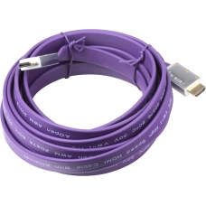 Кабель AOPEN HDMI 19M/M 1.4V+3D/Ethernet, фиолетовый плоский, 5 метров (ACG545A-P-5M)