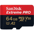 Карта памяти MicroSD 64GB SanDisk Class 10 Extreme Pro A2 V30 UHS-I U3 (170 Mb/s) +SD адаптер