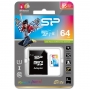 Карта памяти MicroSD 64GB  Silicon Class 10 Elite COLORED, R/W 85/15 MB/s + SD адаптер