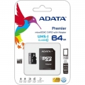 MicroSD  64GB  A-Data Premier UHS-I Class 10 ADATA 40/15 MB/s + SD адаптер