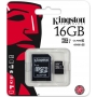 Карта памяти MicroSD 16GB Kingston Class 10  UHS-I 45 MB/s с адаптером