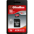Карта памяти MicroSD  16GB  OltraMax Class 10  UHS-I (30 Mb/s) + SD адаптер