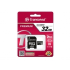 MicroSD 32GB  Transcend Class 10 +SD адаптер